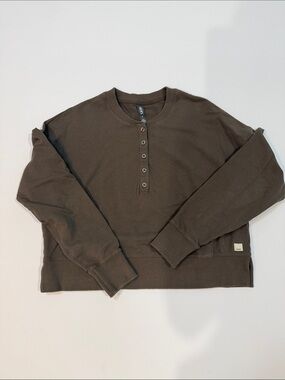 Vuori Taupe Ribbed-Hem Pullover